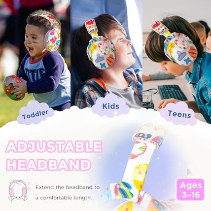 Kids Ear Protection Safety Ear Muffs, NRR 25dB Noise Reduction Children Earmuffs, Hearing Protectors for Sleeping, Studying, Airplane, Concerts, Fireworks-Letter with Pink Band - color: Pink Band New Letter