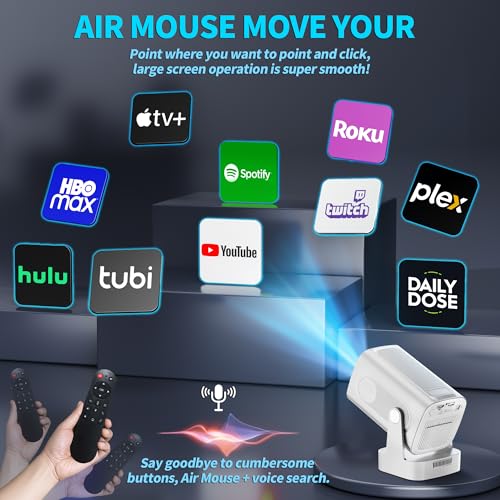 Projector [Auto Focus & Native 1080P & Built-in Apps] Mini Portable Projector 1080P, 4K Full HD with WiFi 6 & Bluetooth 5.4, Auto Focus & Keystone, 270° Rotatable, Compatible with Phone/HDMI/USB,Black - color: Pearl White