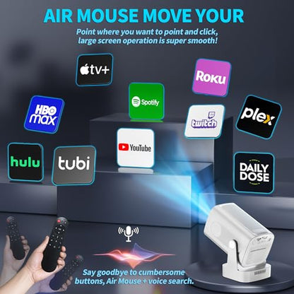 Projector [Auto Focus & Native 1080P & Built-in Apps] Mini Portable Projector 1080P, 4K Full HD with WiFi 6 & Bluetooth 5.4, Auto Focus & Keystone, 270° Rotatable, Compatible with Phone/HDMI/USB,Black - color: Pearl White