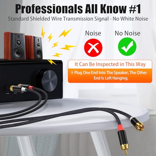 AGVEE 4ft RCA Cable, 2 RCA Male Thickened Six Claws Plug - color: Black, size: 4ft