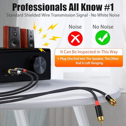 AGVEE 16.5ft RCA Cable, 2 RCA Male Thickened Six Claws Plug - color: Black, size: 16.5ft