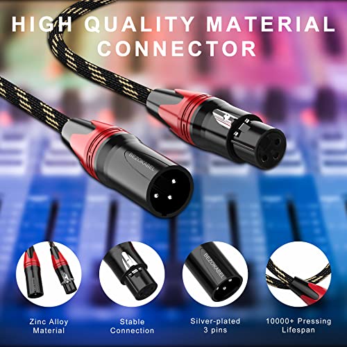 XLR Cables 50ft 4 Packs, XLR Microphone Cables, XLR Speaker Cable Male to Female Nylon Braided 3 Pins - size: 50ft