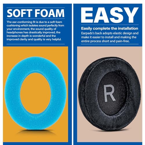 SHP9600 Ear Pads - TRANSTEK Replacement Ear Cushion Compatible with SHP9600 Headphones (Velour)