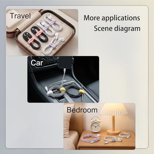 28Pcs Silicone Cable Ties, Reusable & Washable with Locking Buckles, Adjustable Fastening Multipurpose Cord Organizer, High Elasticity Cable Management Organizer