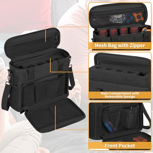 IBVIVIC 4 Slots Wireless Microphone Case with Foam, Microphone Carry Bag | Mic Storage Travel Bag with Shoulder Strap for Singing, Karaoke, Party - size: 4 Slots