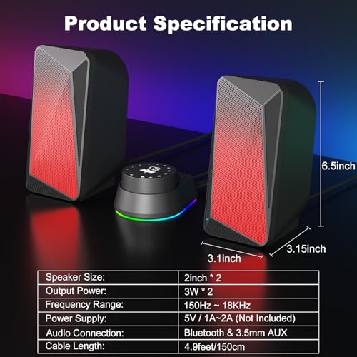 SOULION Computer Speakers for Desktop PC Monitor USB Powered Gaming Speaker