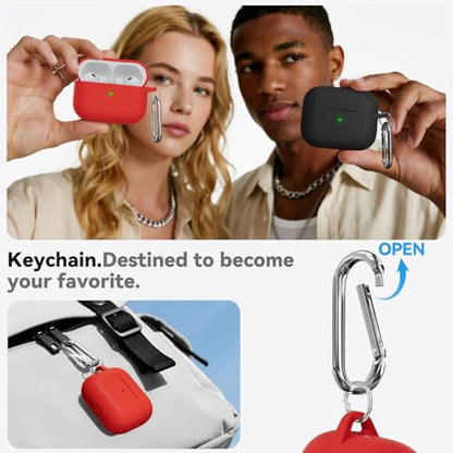 Ljusmicker for AirPods Pro 3 Case 2025 with Cleaner Kit,Deep Red | Soft Silicone Protective Cover for Apple AirPod Pro 3rd Generation Case with Keychain for Women Men,Shockproof - color: B1-Deep Red