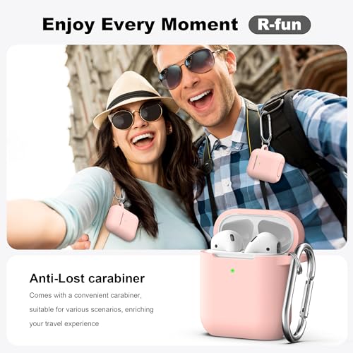 for AirPods 2nd/1st Case Silicone Cover, Sand Pink | Compatible with Apple AirPods 2nd/1st (2019/2016) Generation with Keychain & Cleaner Kit, Wireless Charging Compatible - color: Sand Pink