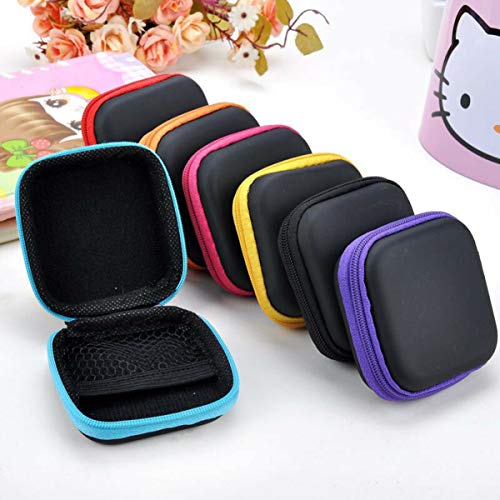 Sewroro Mini EVA Headphone Case, Portable Travel Earphone Pouch, Earbud Storage Box, USB Cable Holder, 2.95 x 2.95 x 0.98 Inches (Yellow) - color: Yellow