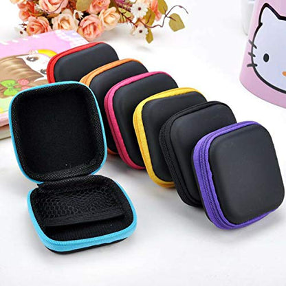 Sewroro Mini EVA Headphone Case, Portable Travel Earphone Pouch, Earbud Storage Box, USB Cable Holder, 2.95 x 2.95 x 0.98 Inches (Yellow) - color: Yellow
