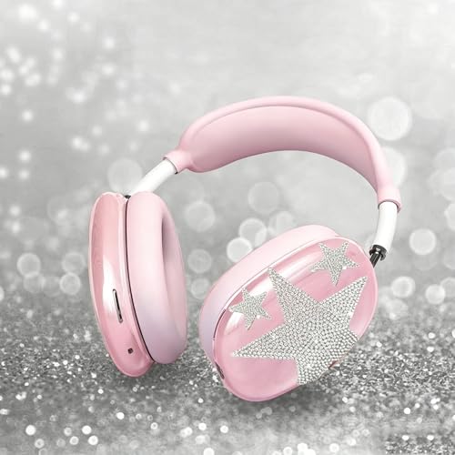 [4 in 1] Case Cover for AirPods Max 2/1 (2026/2024/2020) Ear Pad Case/Headband Cover/Ear Cups with Bling Star for Apple AirPods Max Headphones (Pink Stars Sets(4 in 1)) - color: Pink Stars Sets(4 in 1)