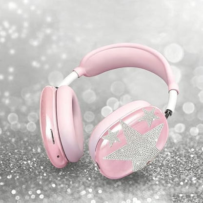 [4 in 1] Case Cover for AirPods Max 2/1 (2026/2024/2020) Ear Pad Case/Headband Cover/Ear Cups with Bling Star for Apple AirPods Max Headphones (Pink Stars Sets(4 in 1)) - color: Pink Stars Sets(4 in 1)