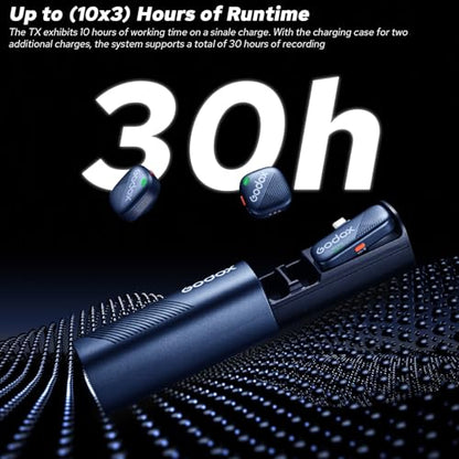 Godox Cube-SC 2.4G Wireless Lavalier Microphone with USB C 48kHz/24bit >70dB SNR, Max 115dB SPL, 300M transmission 30H long duration Apple Find My Support APP Control for iPhone 15/16 & Android device