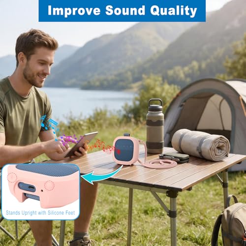 Silicone Case for Bose SoundLink Micro 2nd Gen Speaker, Shockproof Travel Protective Sleeve Soft Skin Cover with Shoulder Strap (Case Only) (Pink) - color: Pink