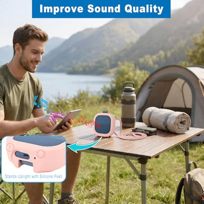 Silicone Case for Bose SoundLink Micro 2nd Gen Speaker, Shockproof Travel Protective Sleeve Soft Skin Cover with Shoulder Strap (Case Only) (Pink) - color: Pink