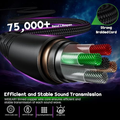 WESEARY Wired Gaming Headset for Xbox, PS5, PS4, Switch, PC, Mobile, Surround Sound Gaming Headphones with ENC Noise-Canceling Mic, 50mm Drivers, Soft Memory Foam Earcups, Comfortable Durable Design