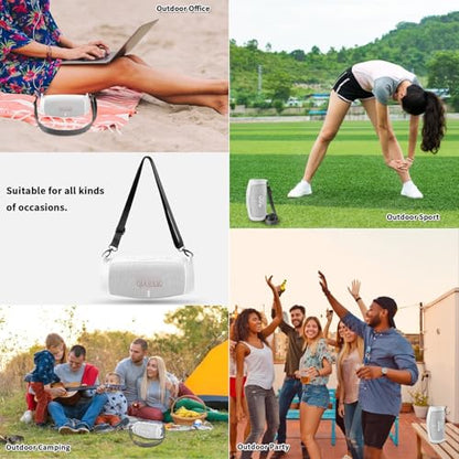 Silicone Case Cover for JBL Charge 5 Portable Bluetooth Speaker | Travel Gel Soft Skin,Waterproof Rubber Carrying Pouch with Strap (White) - color: White