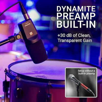 SE ELECTRONICS DynaCaster DCM6 XLR Dynamic Microphone with Built-in Preamp, Shockmount & Pop Filter - Front-Addressed Cardioid Dynamic Mic for Streaming - Voiceover, Broadcasting & Podcast Microphone
