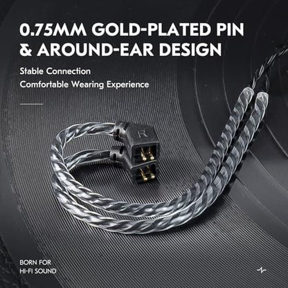 KBEAR KS1 IEM Cable, 1.2 Meter Long in Ear Monitor Cable, CCZ C01 4N OFC Replacement Earbuds Cords for CCZ Melody, DC01 PRO, MC02, DC02, DC03, NC01, KS2, Storm (1.2m, TFZ-Pins Without Mic, Black) - size: 1.2m, style: TFZpins-Without Mic