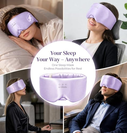 LC-dolida 3D Silk Bluetooth Sleep Mask, Mulberry Silk Sleep Mask with Bluetooth Headphones, Bluetooth Eye Sleep Mask for Side Sleepers, Total Blackout Bluetooth Eye Mask for Women Men, Light Purple - color: Light Purple