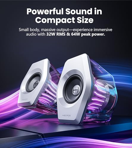 Edifier G2000 Pro 2.0 RGB Gaming Speakers with 64W Peak Power, White - color: White