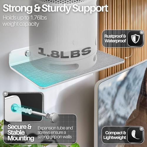 TNP Small Floating Speaker Shelf Wall Mount, Acrylic, 9 Inch, 2 Pack, White | For Cameras, Phones and Wi-Fi Routers with An Anti-Slip Pad and Built-In Cable Management - color: White, size: 9.3 x 4 x 1.2 Inches
