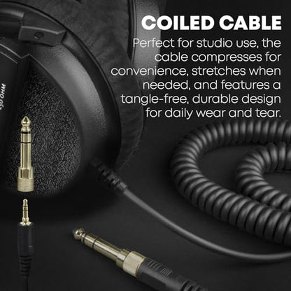 beyerdynamic DT 770 PRO, 250 Ohm, Closed Back, Over Ear, Wired Professional Studio Headphones, Audio Monitors, Audiophile, 3m Coiled Cable, Black with Limited Edition Black Velour Ear Pads | Closed Back, Over Ear, Wired Professional Audio Monitors, Audiop
