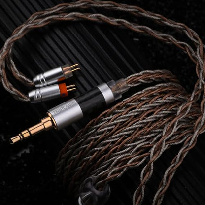Linsoul TRIPOWIN C8 8-Core Silver Copper Foil Braided Earphone Upgrade Cable, in Ear Monitor Cable, Tinsel Silver Copper Wire, with 3.5mm Audio Jack for Musicial Audiophile(Without Mic, 2pin 0.78mm) - style: Without Mic 2pin