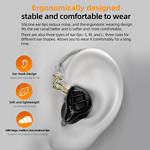KZ ZAR in-Ear Monitor 7BA+1DD Earbud Headphones IEM | Noise Isolation, Clear in All Frequency Stereo Comfort-fit in Ear Headphones for Audio Engineers, Musicians(Nomic)