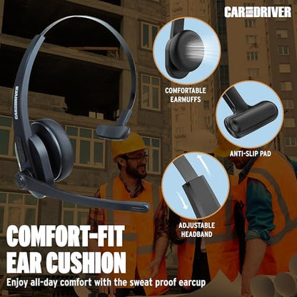 Trucker Bluetooth Headset, Bluetooth 5.0 Noise Cancelling Microphone | Professional Wireless Headset, Adjustable Headband Multi Device Pairing, 24 Hour Battery, Hands Free for Drivers & Work - color: BT3500