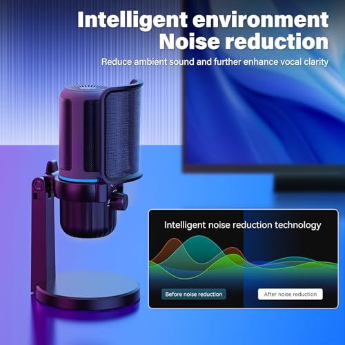 USB Microphone for PC, Computer Microphone for Gaming and Podcast, Gaming Mic with Noise Cancellation(JV908)