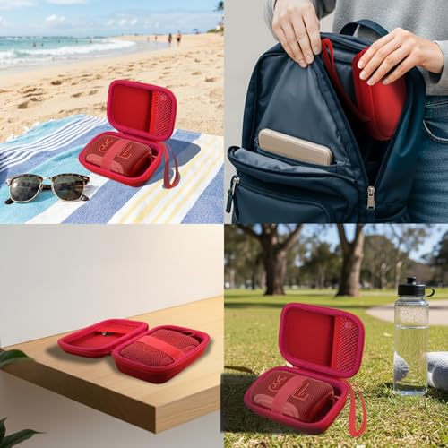 for JBL Go 5/4/3 Ultra Portable Speaker Hard Travel Case, Red | Protective Storage Bag with Mesh Pocket & Hand Strap, Shockproof EVA Carrying Box, Soft Lining - color: Red Case