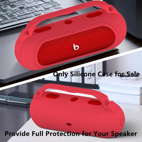 Silicone Cover Case Compatible with Beats Pill 2024 Bluetooth Speaker | Accessories for Beats Pill Speaker Protective Case with Handle, Shockproof and Anti-Scratch Cover (Red) - color: Red