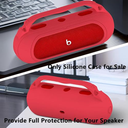 Silicone Cover Case Compatible with Beats Pill 2024 Bluetooth Speaker | Accessories for Beats Pill Speaker Protective Case with Handle, Shockproof and Anti-Scratch Cover (Red) - color: Red