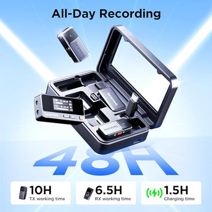Saramonic Air Wireless Lavalier Microphones for for iPhone/Camera/Android/PC, Ultralight, 48kHz/24-bit,120dB Max SPL, 300m Range, Noise Cancelling, Lapel Microphone Wireless for Vlogging - color: USB-C + Lavalier Microphones