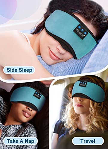 TOPOINT Sleep Mask with Headphones Bluetooth 5.4 Wireless, Sleep Headphone with Microphone Built-in HD Speakers Music, Eye Mask for Sleeping Travel Meditation for Men Women Girl Cool Gadgets - color: Mint, style: Ample Velvet