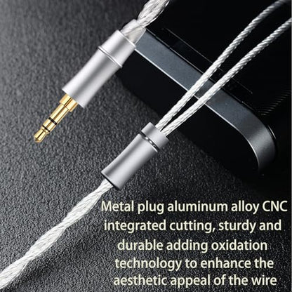 HiFi Earphone Audio Upgrade Cable,8N Silver Plated Headphone Cords,1.3m in Ear Monitor IEM Cord for Audiophile Musician Drummer 3.5mm Plug(0.78mm 2Pin 4.2ft) - size: 3.5mm Plug