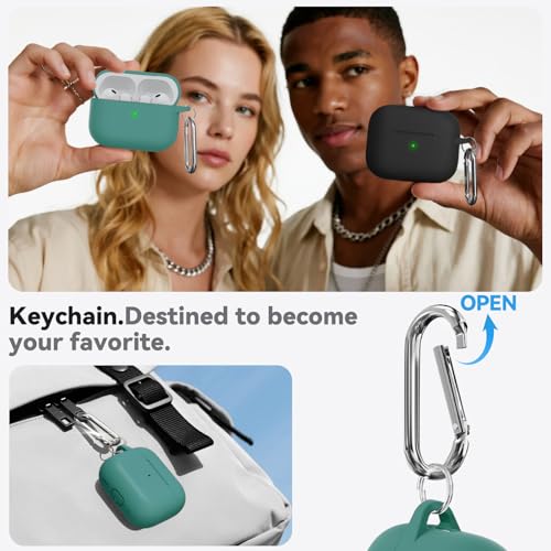 Ljusmicker for AirPods Pro 3 Case 2025 with Cleaner Kit,Pine Green | Soft Silicone Protective Cover for Apple AirPod Pro 3rd Generation Case with Keychain for Women Men,Shockproof - color: B-Pine Green