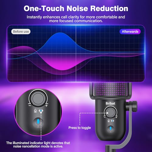 USB Condenser Microphone for PC Gaming,RGB Cardioid Desktop Mic - color: Black 1