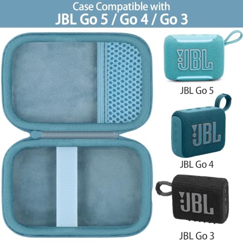 for JBL Go 5/4/3 Ultra Portable Speaker Hard Travel Case, Teal | Protective Storage Bag with Mesh Pocket & Hand Strap, Shockproof EVA Carrying Box, Soft Lining - color: Teal Case