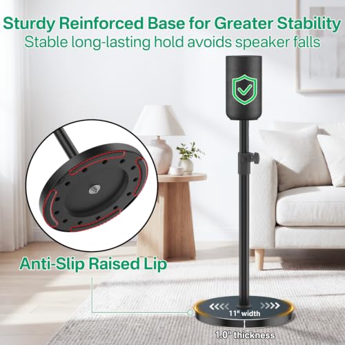 Adjustable Height Speaker Stands for Sony SA-RS5 Wireless Rear Speaker Stand - Heavy-Duty Floor Speaker Stands Pair for Sony SA-RS5 Speaker Stands with Cable Management