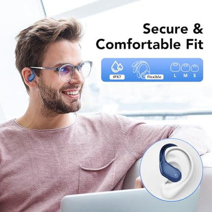 Ear buds Wireless Earbuds Bluetooth 5.3 Headphones 60hrs Playtime with Digital Display Sports Wireless Headphones with Earhook Deep Bass IPX7 Waterproof Over-Ear Earbuds for Android iOS Workout Blue - color: Blue