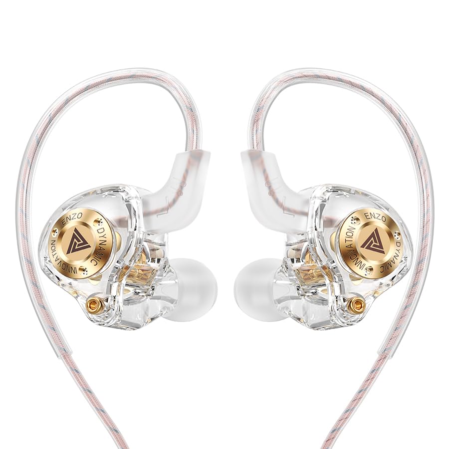 Piluyaa Wired Gaming Headphones IEM Earphones with 1DD，QKZ ENZO in Ear Monitor, HiFi Earbuds, Bass Sound with New 11mm Dynamic Driver for Video Music Gaming (White) - color: WHITE
