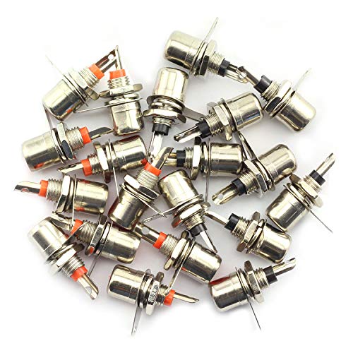 20PCS Nickel Plated RCA Phono Chassis Panel Mount Female Socket Adapter (10PCS Black + 10PCS Red)