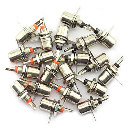 20PCS Nickel Plated RCA Phono Chassis Panel Mount Female Socket Adapter (10PCS Black + 10PCS Red)