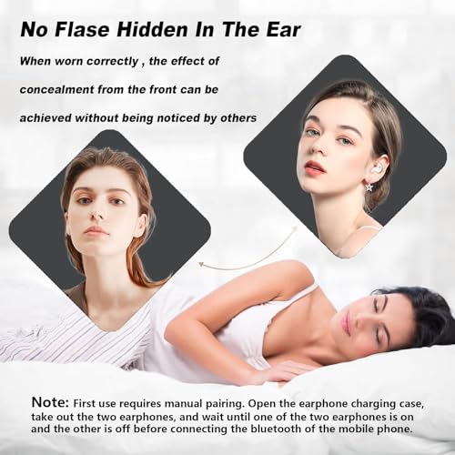 Xmenha Sleep Hidden Headphones Wireless Invisible Earbuds for Sleeping Sleep Tiny Earbuds for Side Sleepers Headphone to Sleep in Tiny Smallest Invisible Earbuds Earphones for Sleeping - color: DarkBlack