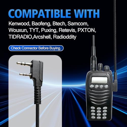 WODASEN Over Ear Noise Cancelling Overhead Headset with Boom Mic PTT VOX Headphone 2 Pin Walkie Talkie Earpiece for Baofeng UV-5R UV-82 AR-152 BF-F8HP BF-888S Retevis RT17 RT21 Kenwood Radio