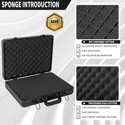 17 InchCarrying Case with Customizable Pre-Diced Foam | Aluminum Case, Aluminum Alloy Sturdy Build, Storage Case for Microphone, Equipment, Camera, Tools, Recorder, etc - size: 17.1x12.6x4.4 Inch