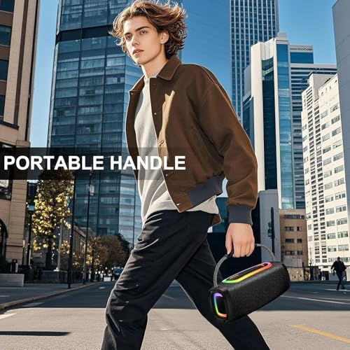 Bluetooth Speaker Portable, BT5.4, 60W Punchy Bass, 66MM Speaker Diameter | Wireless Speakers Clear Treble, 36H Playtime, IP6 Waterproof, RGB Multi-Color Rhythm Lights, Outdoor, Party, Beach - color: Deep Black-01