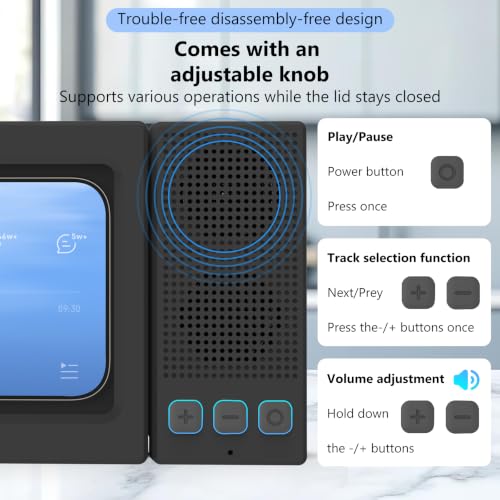 Shower Phone Holder with Wireless Bluetooth Speaker,- 480°Rotatable Retractable Adjustable Shower iPhone Case, Bathroom Wall Phone Stand Water Proof Anti Fog,Accessories for 4-7"Cellphones (Black)